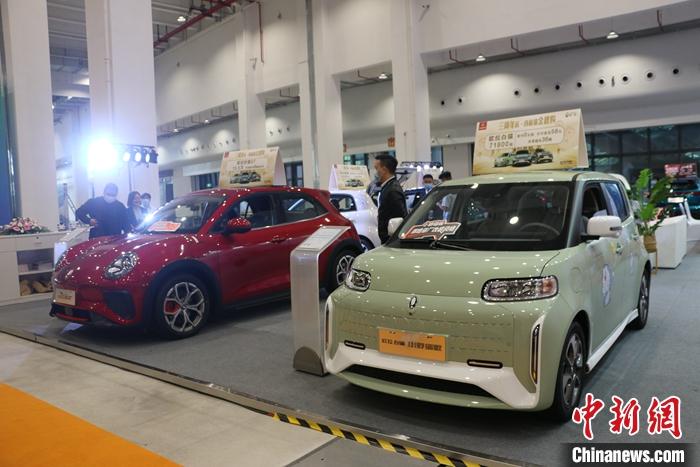 2021年以来,中国新能源汽车“下沉”之战打响,政府、车企均向乡村市场发力。图为10月21日,多款新能源汽车在2021年新能源汽车下乡活动广西柳州站参展。 <a target='_blank' data-cke-saved-href='http://www.chinanews.com/' href='http://www.chinanews.com/'>中新社</a>发 林馨 摄 2021年以来,中国新能源汽车“下沉”之战打响,政府、车企均向乡村市场发力。图为10月21日,多款新能源汽车在2021年新能源汽车下乡活动广西柳州站参展。 <a target='_blank' data-cke-saved-href='http://www.chinanews.com/' href='http://www.chinanews.com/'>中新社</a>发 林馨 摄